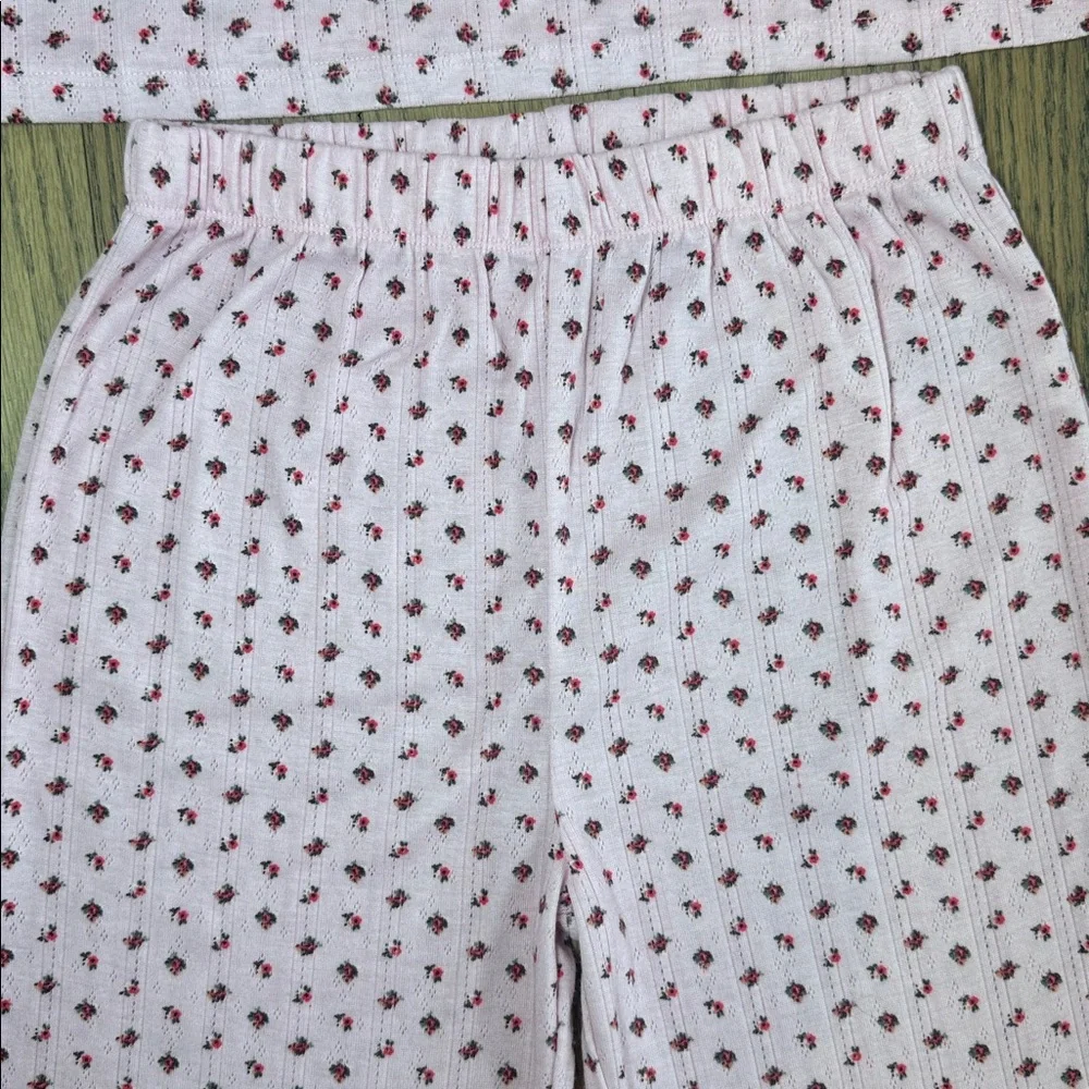 Gap Girls Pink Ditsy Floral Print 2-Piece Long Sleeve Pajama Set Size 14